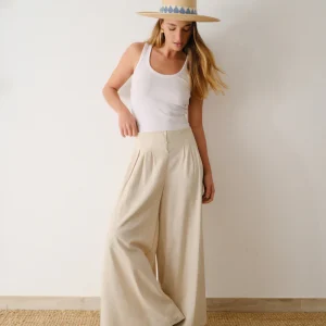 Pantalon con lino y botones Karime