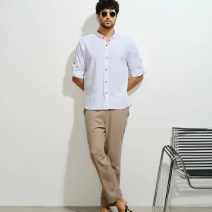 Camisa con lino cuello mao Sergio