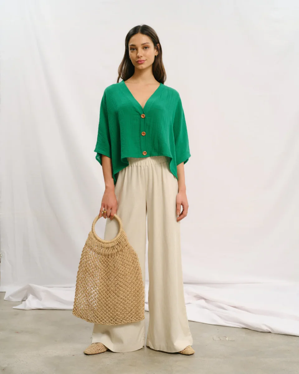 Pantalon con lino corte recto Sahara - Imagen 2