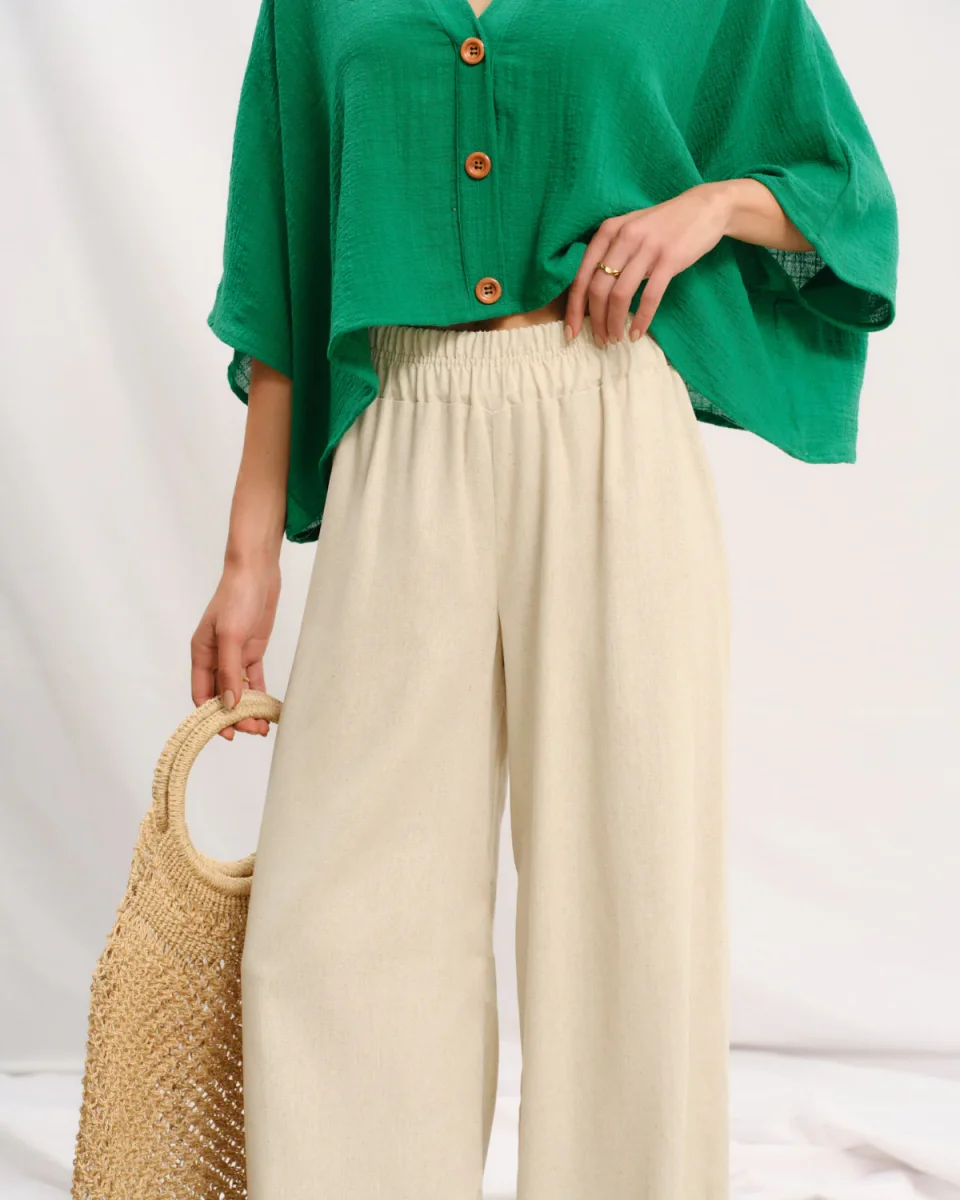 Pantalon con lino corte recto Sahara - Imagen 3