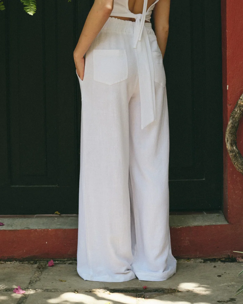 Pantalon con lino corte recto Abu dabi - Imagen 6