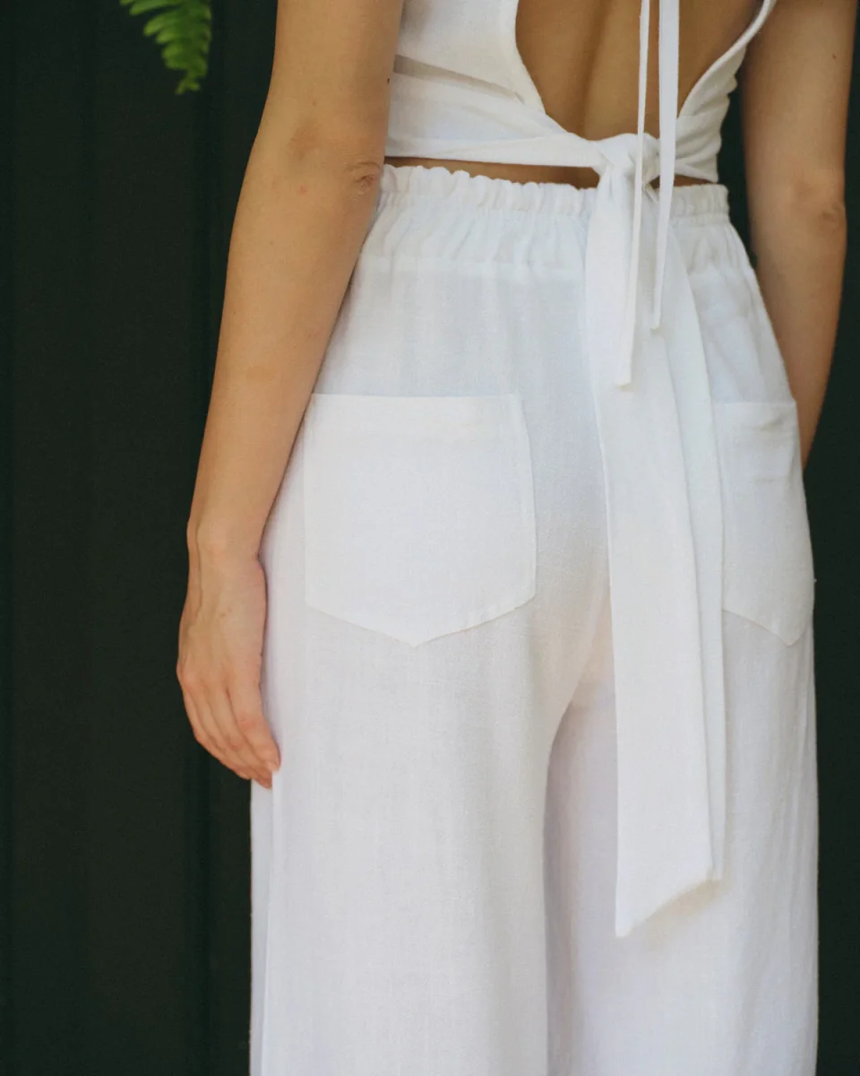 Pantalon con lino corte recto Abu dabi - Imagen 5