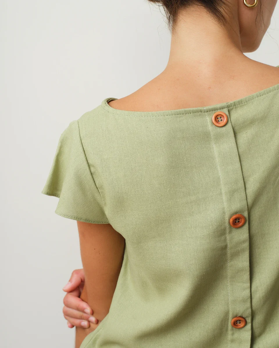 Blusa con lino manga hoja Alina - Imagen 6