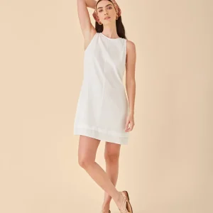 Vestido con lino y alforzas en bajos Linda